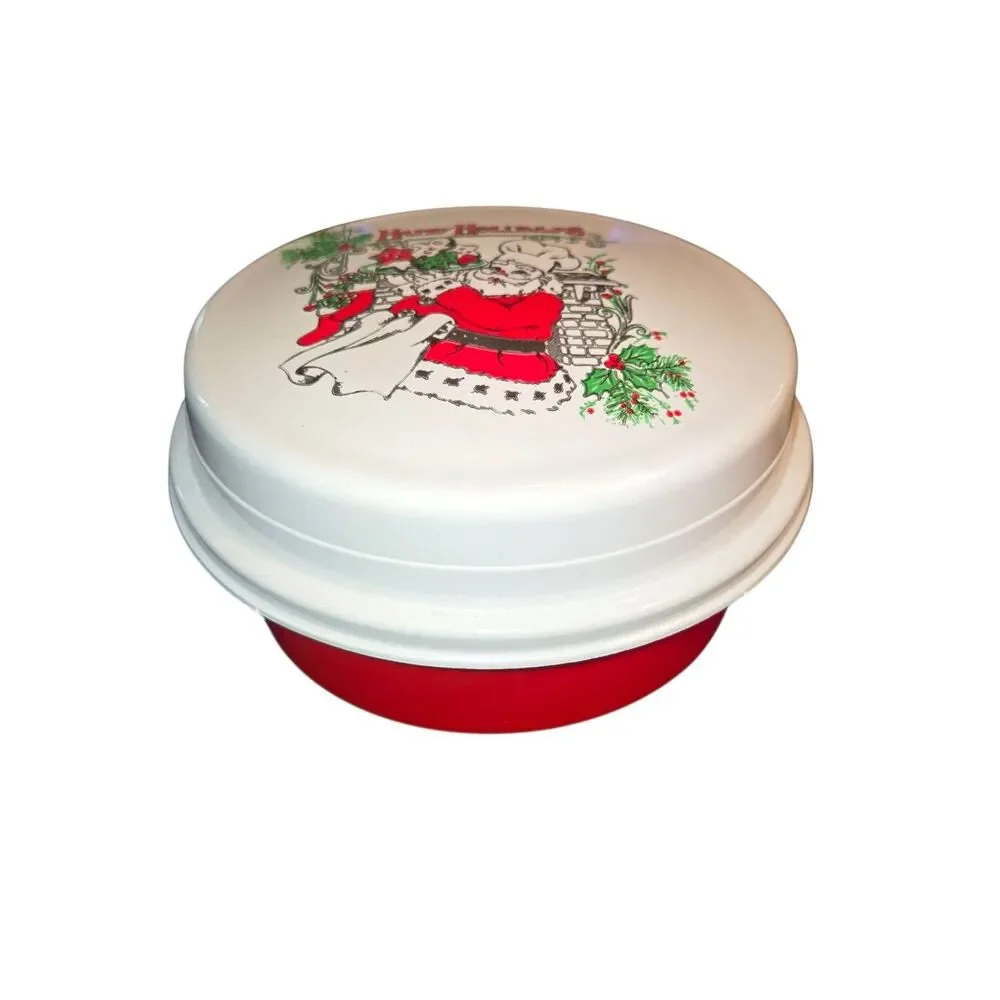VTG Laurence Products Storage Container Red & White Plastic Chef Santa Decorated